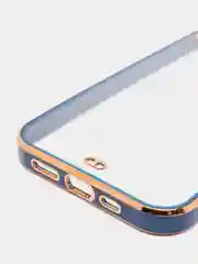 Синий чехол прозрачный с золотыми краями Iphone 12 PRO