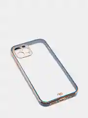 Синий чехол прозрачный с золотыми краями Iphone 12 PRO