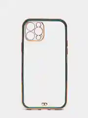 Зеленый чехол прозрачный с золотыми краями Iphone 12 PRO