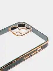 Зеленый чехол прозрачный с золотыми краями Iphone 12 PRO