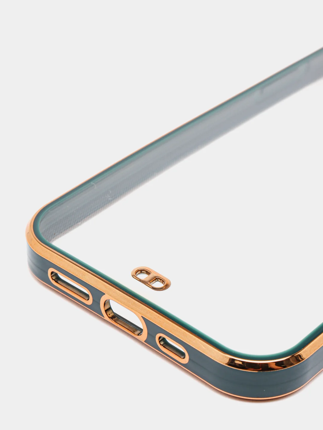 Зеленый чехол прозрачный с золотыми краями Iphone 12 PRO