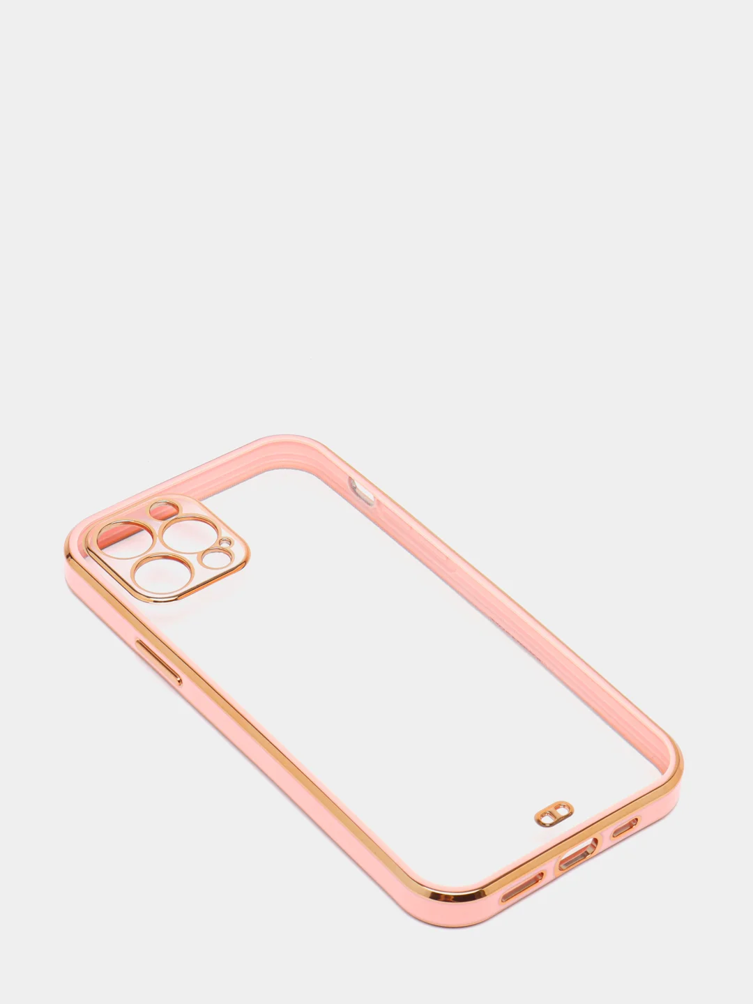 Розовый чехол прозрачный с золотыми краями Iphone 12 PRO