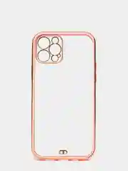 Розовый чехол прозрачный с золотыми краями Iphone 12 PRO