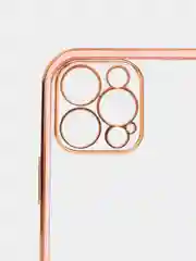 Розовый чехол прозрачный с золотыми краями Iphone 12 PRO