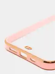 Розовый чехол прозрачный с золотыми краями Iphone 12 PRO