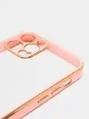 Розовый чехол прозрачный с золотыми краями Iphone 12 PRO