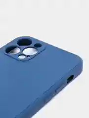 Синий чехол с бархатом внутри и вырезами под защиты камеры Iphone 12 PRO