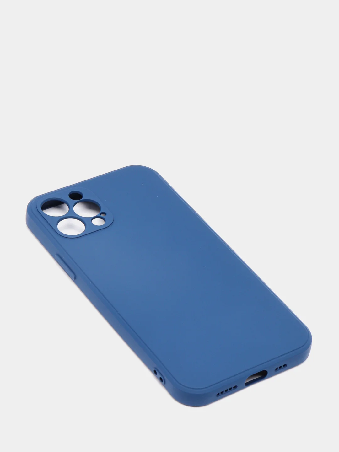 Синий чехол с бархатом внутри и вырезами под защиты камеры Iphone 12 PRO
