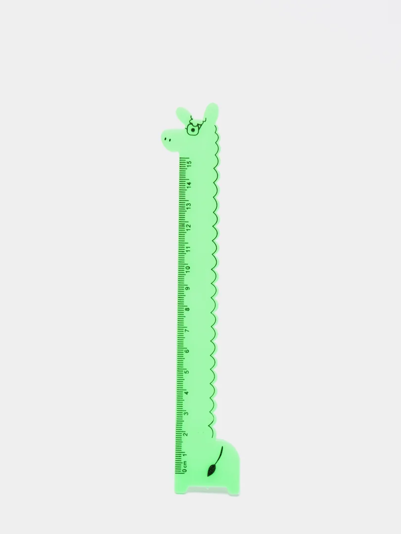 Салатовый линейка школьная, детская, фигурная, 15 см