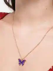 Фиолетовый цепочка с кулоном бабочка, Цепочка с подвеской бабочка
