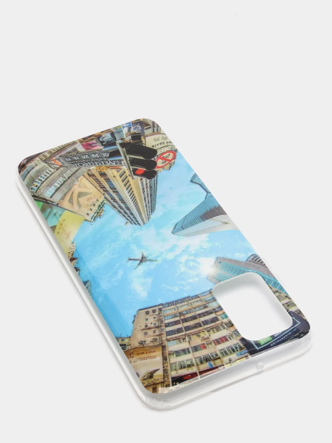Небесно-голубой чехол Samsung Galaxy A03s силиконовый с рисунком (Самсунг Галакси А03с)