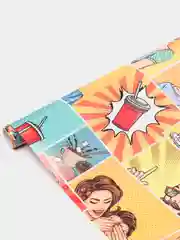 Желтый бумага глянцевая подарочная новогодняя "Pop-art"