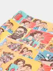 Желтый бумага глянцевая подарочная новогодняя "Pop-art"