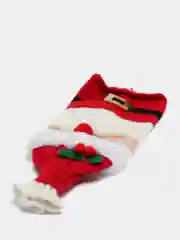 Красный чехол на бутылку, новогодний, с изображениями Санта-Клауса и снеговика