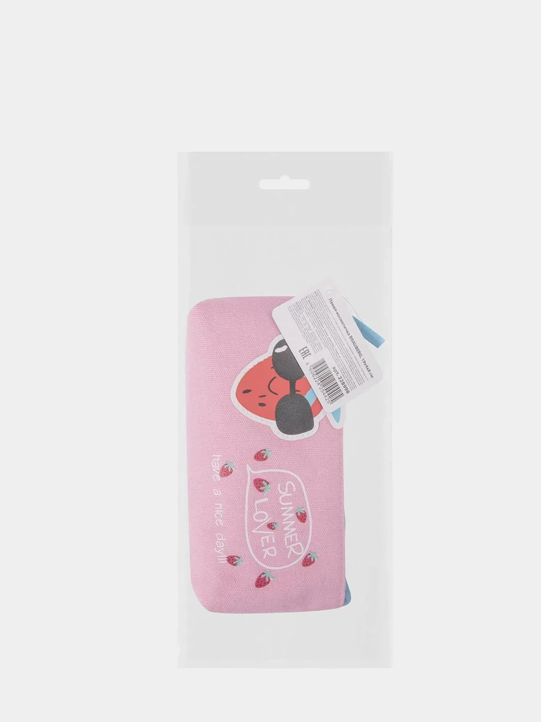 Пенал-косметичка BRAUBERG, канвас с аппликацией, "Cool Strawberry", 19х4х8 см, 228998