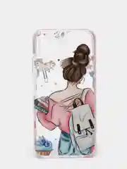 Розовый чехол Huawei P40 Lite, Хуавей П40 Лайт, прозрачный плотный с рисунком и цветной рамкой