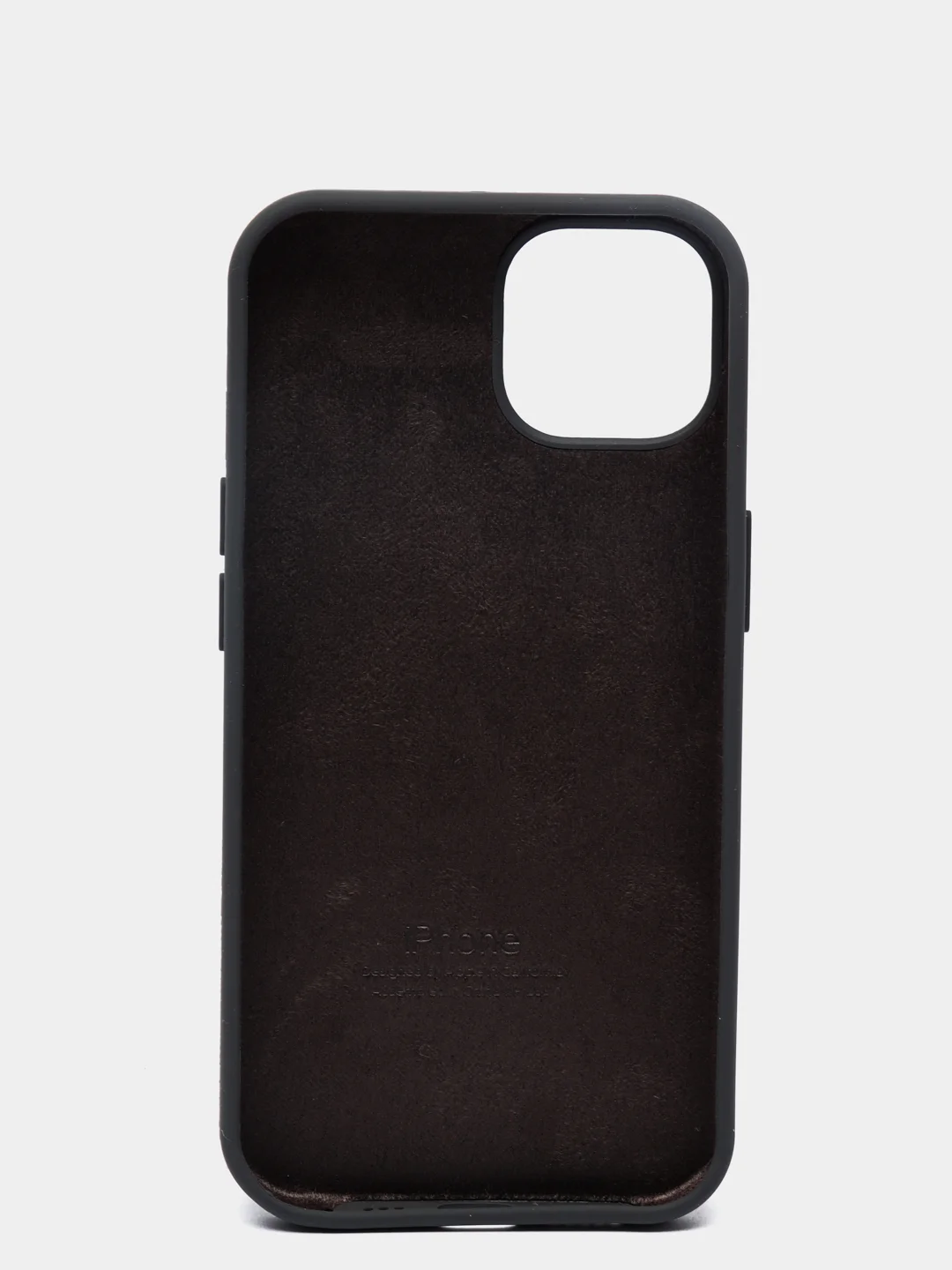 Угольный чехол для iPhone 13 Silicone Case закрытый низ с логотипом