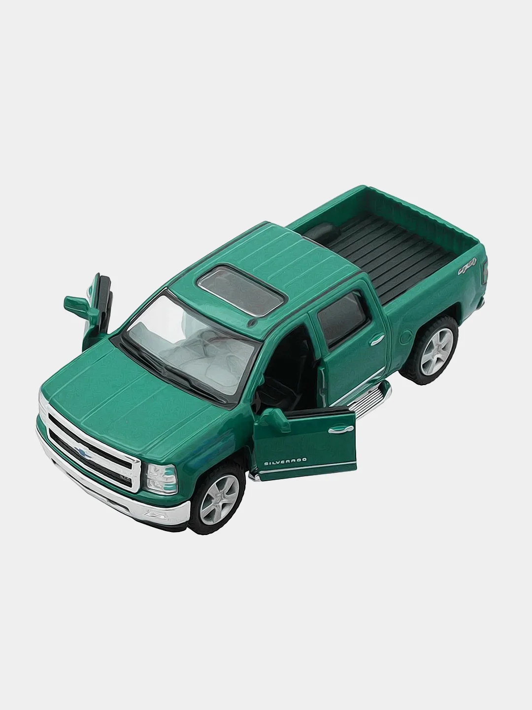 Тёмно-бирюзовый машинка металлическая инерционная/2014 Chevrolet Silverado KT5381D 1:46 /Kinsmart/