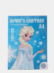 Бумага цветная односторонняя А4, 8 л, 8 цв., Холодное сердце