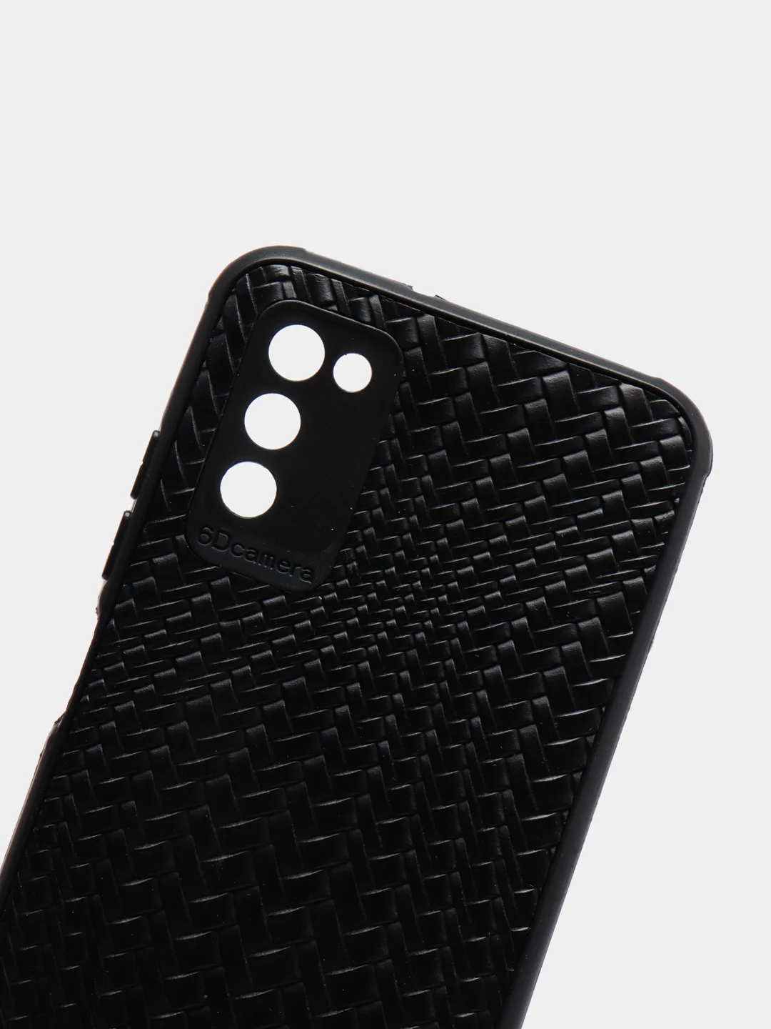 Угольный чехол Samsung Galaxy A03s, Самсунг Галакси А03с черный, силиконовый, плетеный под кожу
