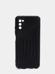 Чехол Samsung Galaxy A03s, Самсунг Галакси А03с черный, силиконовый, плетеный под кожу