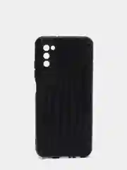 Угольный чехол Samsung Galaxy A03s, Самсунг Галакси А03с черный, силиконовый, плетеный под кожу