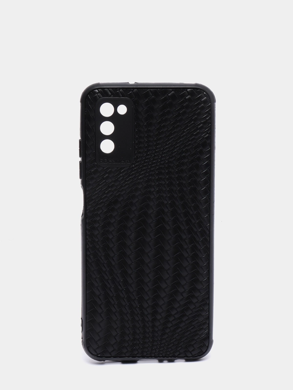 Чехол Samsung Galaxy A03s, Самсунг Галакси А03с черный, силиконовый, плетеный под кожу