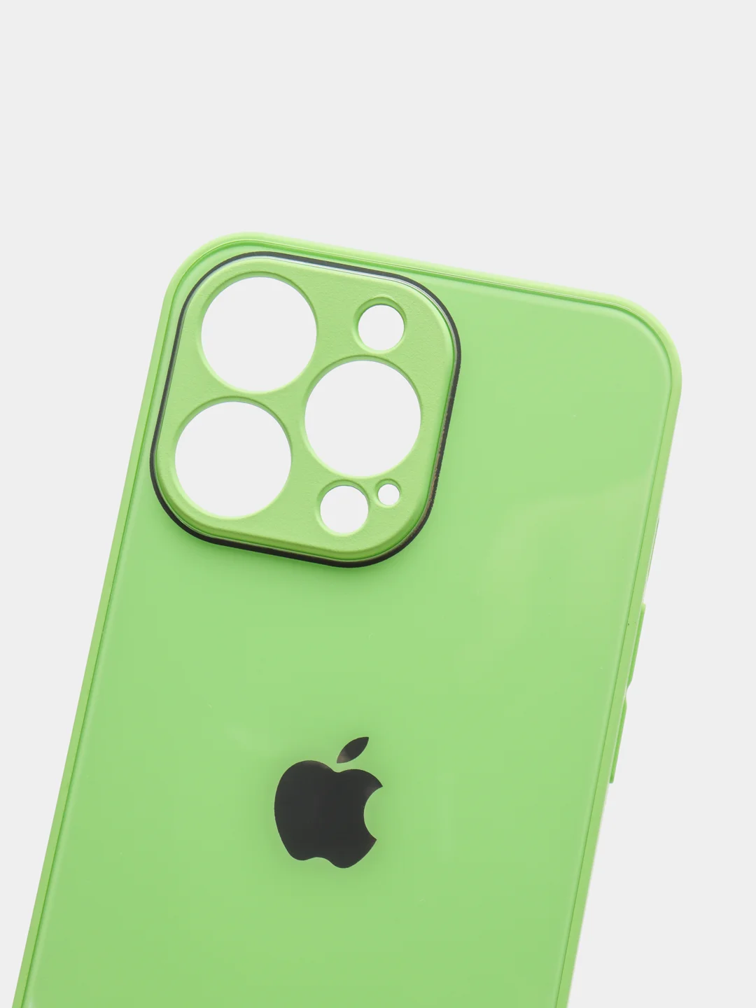 Салатовый чехол силиконовый со стеклянной панелью для iPhone 13 Pro