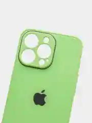 Салатовый чехол силиконовый со стеклянной панелью для iPhone 13 Pro