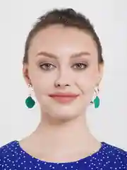 Зеленый женские серьги-подвески, зеленые металлические