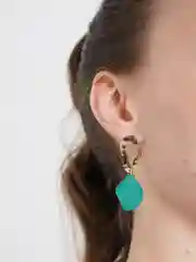 Зеленый женские серьги-подвески, зеленые металлические
