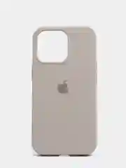 Серый чехол для iPhone 13 Pro (6.1") Silicone, закрытый низ, с логотипом