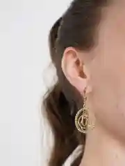 Золотой женские серьги-подвески, круглые сережки геометрической формы, массивное украшение