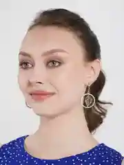 Золотой женские серьги-подвески, круглые сережки геометрической формы, массивное украшение