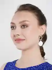 Белый женские серьги-подвески,белые металлические