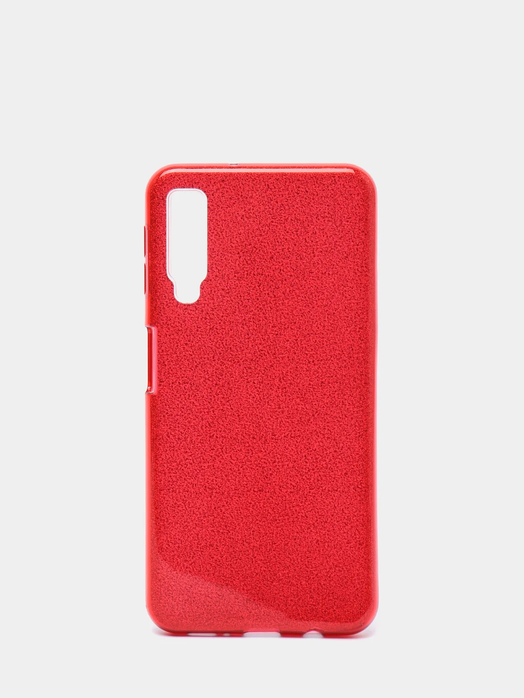 Красный чехол для Samsung A7 2018 Многослойный с блёстками