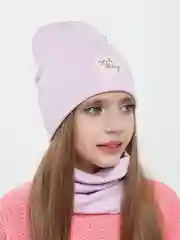 Конфетный шапка детская двухслойная со снудом