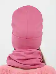 Розовый шапка детская двухслойная со снудом
