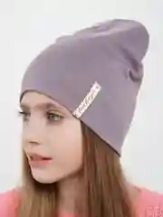 Лавандовый шапка детская двухслойная