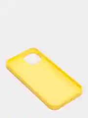 Желтый чехол для iPhone 13 Silicone Case закрытый низ с логотипом