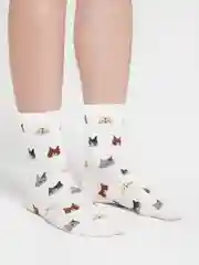 Белый носки женские с принтом котики