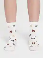 Белый носки женские с принтом котики