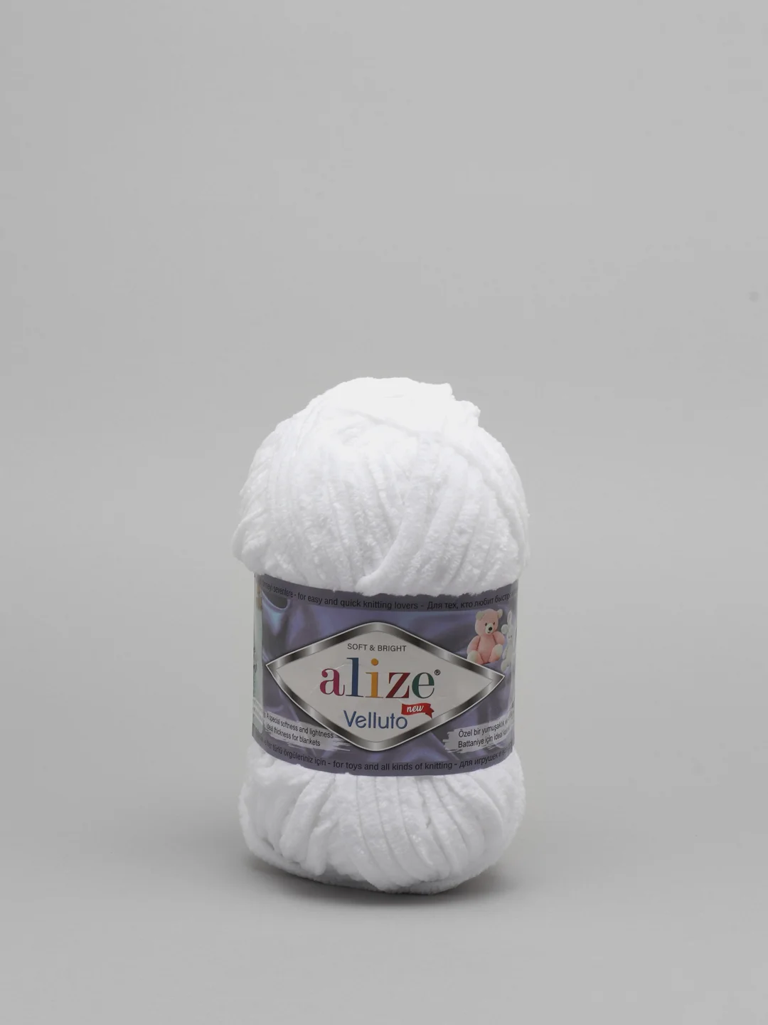 Белый пряжа плюшевая Alize Velluto