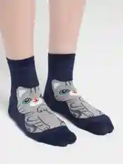 Черный носки женские с принтом кошечки