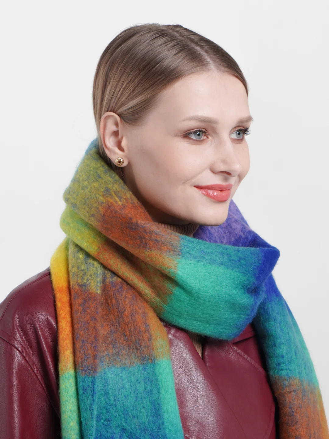 Алый шарф цветной, 250х40 см