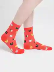 Красный носки женские с принтом котики