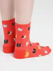 Красный носки женские с принтом котики
