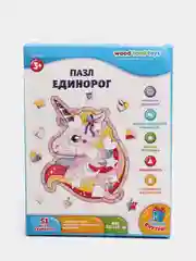 Деревянные пазлы для детей "Единорог", головоломка