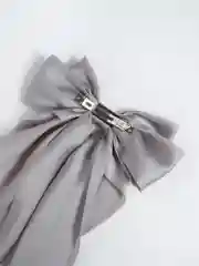 Серебряный бант для волос на заколке, атласный