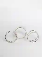 Серебряный кольца женские, регулируемые, набор 3 штуки